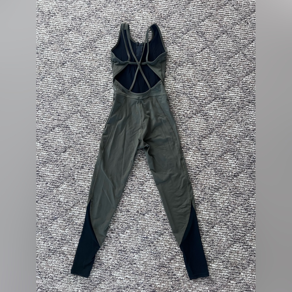 Five Dancewear Women's Olive & Black Strappy Active Jumpsuit Leggings Unitard